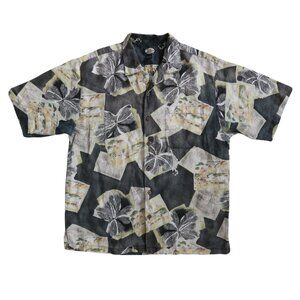 Tommy Bahama Mens M 100% Linen Hawaiian Tropical Short Sleeve Button Down Shirt